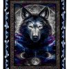 Wolf Galaxy And Moon Blanket