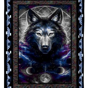 Wolf Galaxy And Moon Blanket