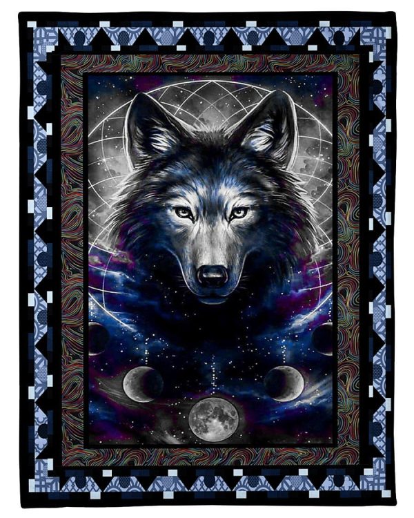 Wolf Galaxy And Moon Blanket