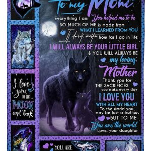 Wolf  Gift For Mom To Me You Are The World Blanket