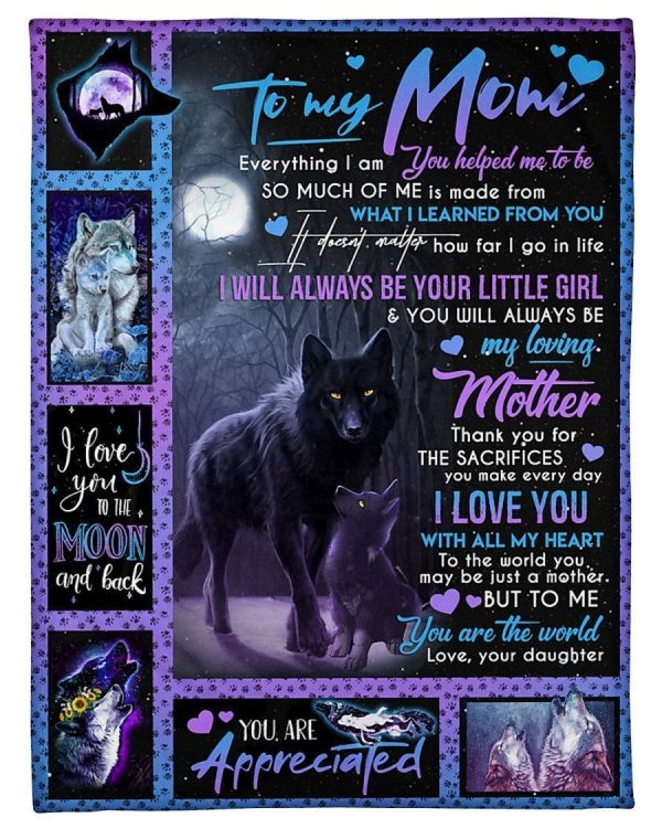 Wolf  Gift For Mom To Me You Are The World Blanket