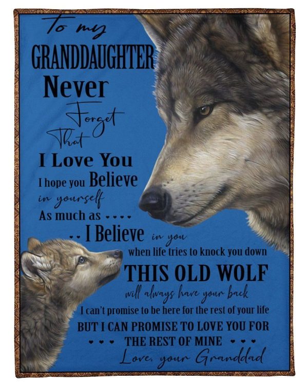 Wolf Love Message Of Granddad To Granddaughter Blanket