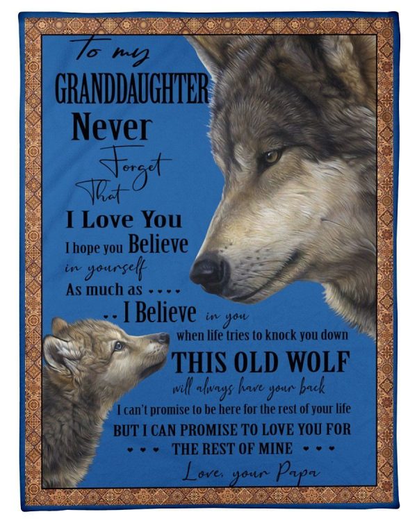 Wolf Love Message Of Papa To Granddaughter Blanket