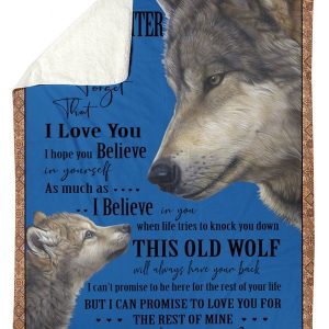 Wolf Love Message Of Pappa To Granddaughter Blanket