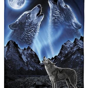 Wolves Howling Moon Blanket