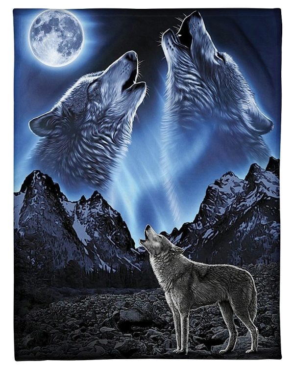 Wolves Howling Moon Blanket