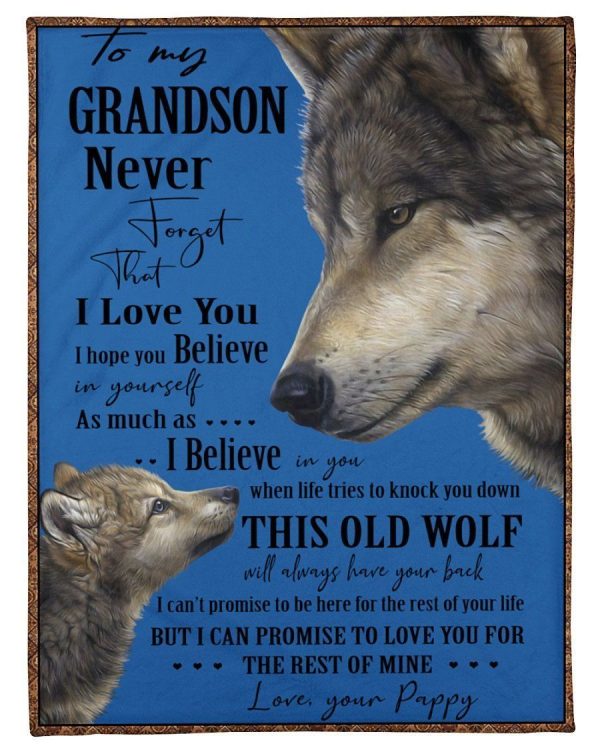 Wolves Love Message Of Pappy To Grandson Blanket