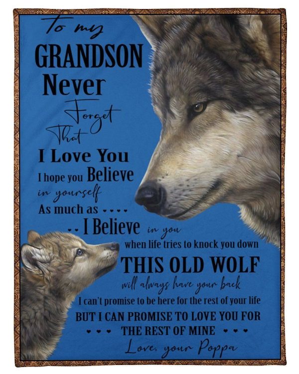 Wolves Love Message Of Poppa To Grandson Blanket