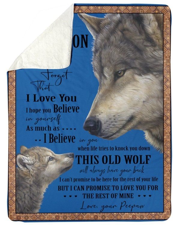 Wolves Love Message To Grandson From Peepaw Blanket