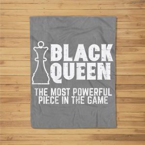 Womens Black Queen Most Powerful Chess African American Women Gift Fleece Blanket