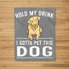 Womens Funny Dog Gifts For Men Women Wine Beer Dog Lover Groomer Fleece Blanket