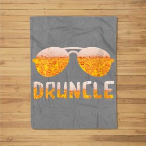 Womens Funny Druncle Gift  Cute Drunk Uncle Beer Men Father’S Day Fleece Blanket