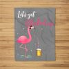 Womens Let’S Get Flocked Up Flamingo Drinking Beer Party Fleece Blanket