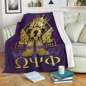 Wonderprint Home Set �Premium Blanket Omega Psi Phi Bulldog Crown Psi Hand Sign Army Boots Lt6