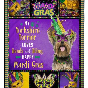 Yorkshire Terrier Mardi Gras Blanket