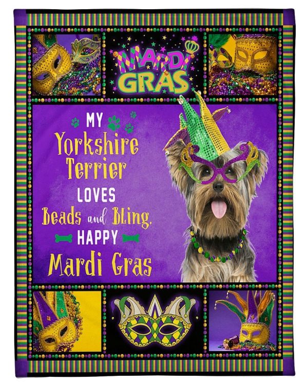 Yorkshire Terrier Mardi Gras Blanket