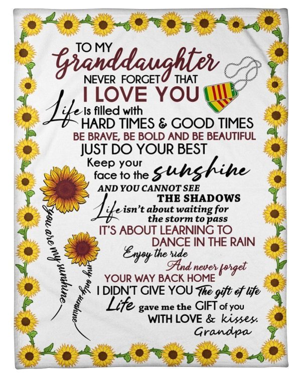 You Are My Sunshine Great Gift From Grandpa To Granddaughter Blanket