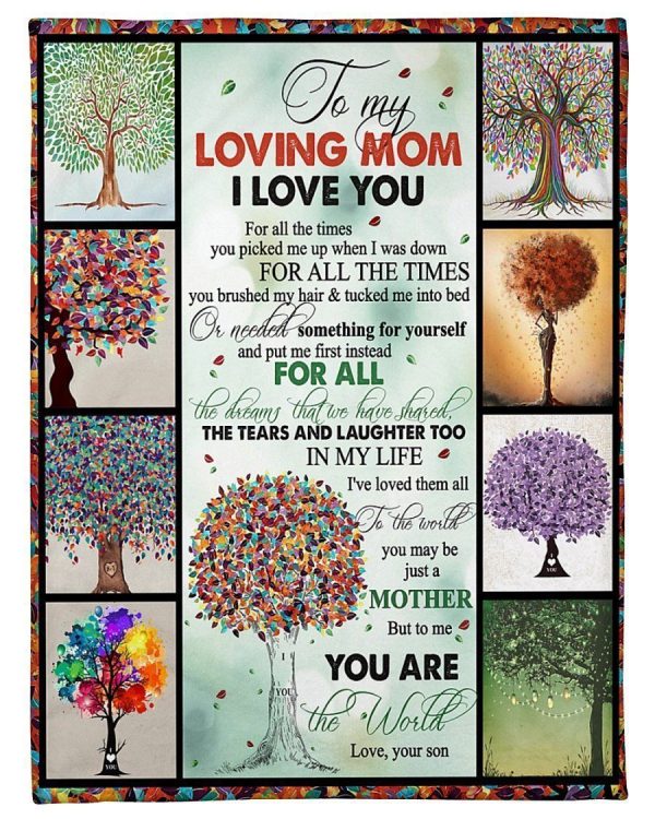 You Are The World Lovely Message From Son Gifts For Mom Blanket