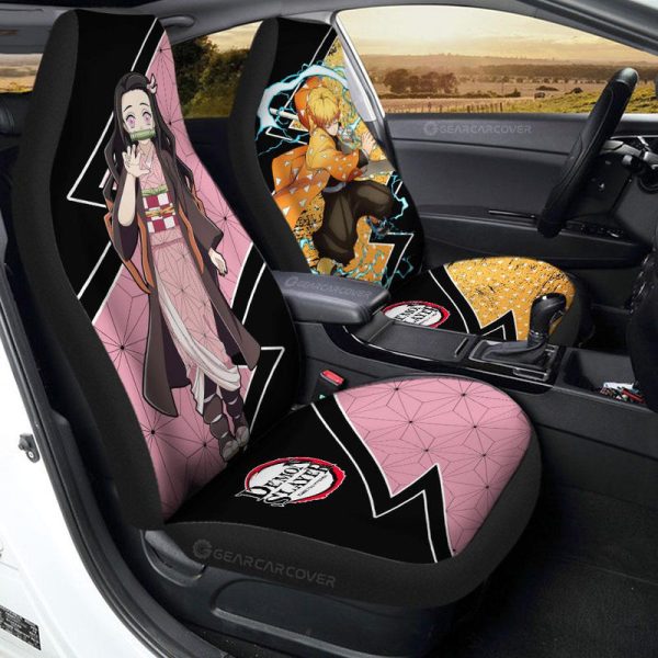 Zenitsu And Nezuko Car Seat Covers Custom Anime Demon Slayer Car Accessories