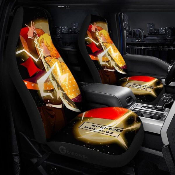 Zenitsu Thunder Car Seat Covers Custom Demon Slayer Anime Car Accessories